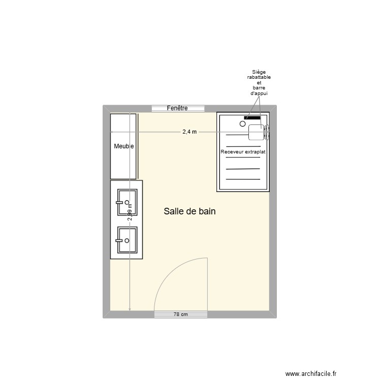 MENDEZ Adaptation. Plan de 1 pièce et 7 m2