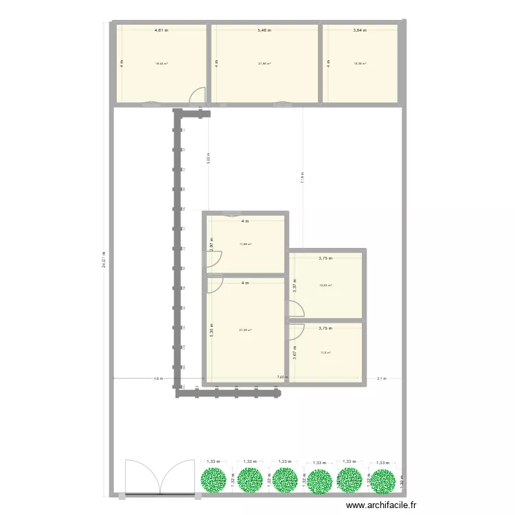 vue d'ensemble. Plan de 7  et 113 m²
