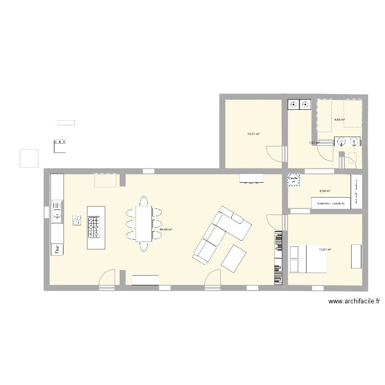 Maison senegal. Plan de 6 pièces et 107 m2