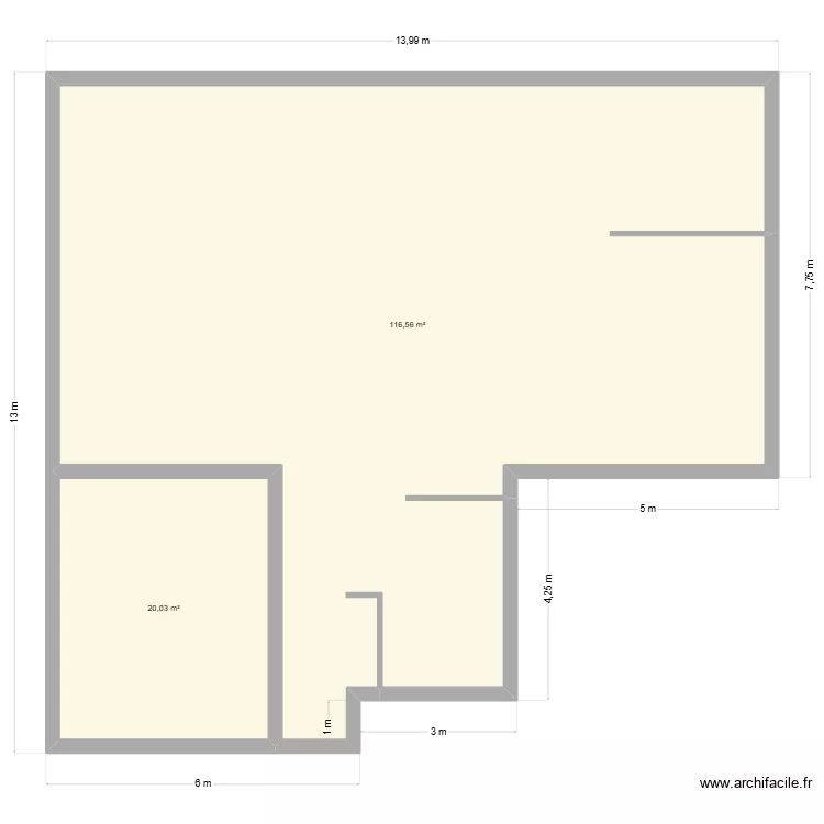 TETOU. Plan de 2 pièces et 137 m²