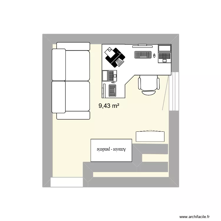 bureau 2. Plan de 1 pièce et 9 m² bureau 2. Plan de 1 pièce et 9 m²