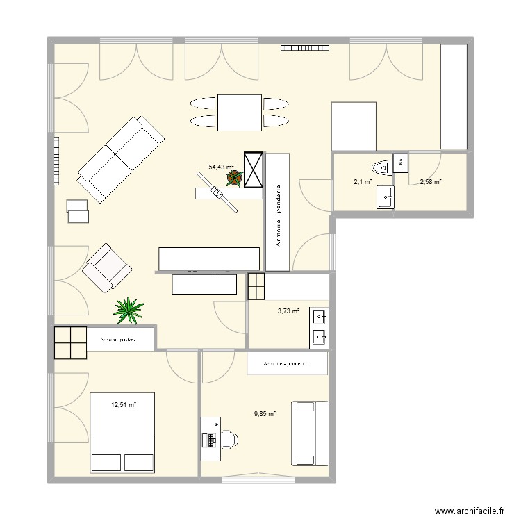 APPARTEMENT VERDANNA. Plan de 6 pièces et 85 m2