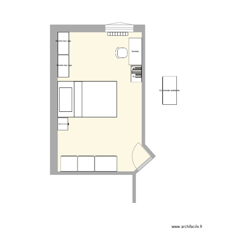 Chambre gogo2. Plan de 1 pièce et 15 m2