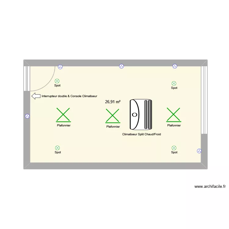 SISD Wapi - Eclairage+Airco. Plan de 1 et 27 m² SISD Wapi - Eclairage+Airco. Plan de 1 et 27 m²