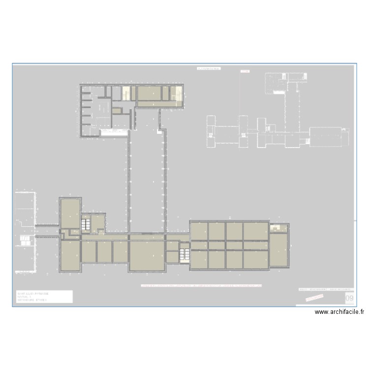 ISJP/Niveau 3/Secondaire. Plan de 33 pièces et 64 m2