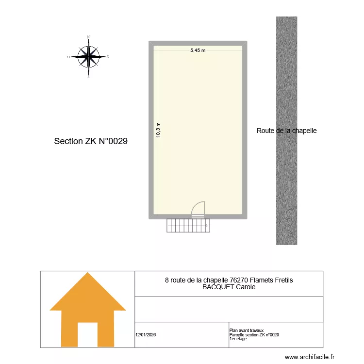 8 route de la chapelle 1 er &eacute;tage sans modif. Plan de 1  et 56 m²