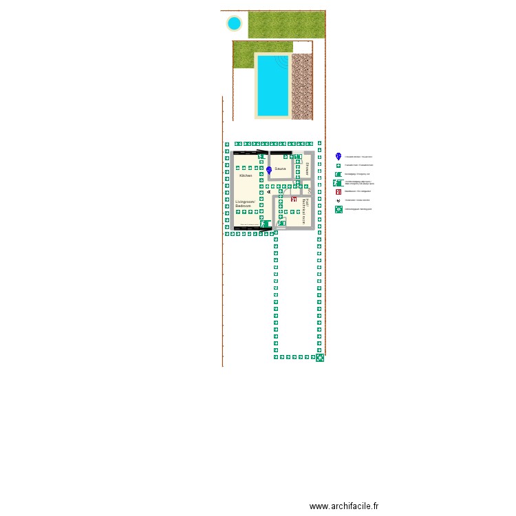 Evacuatieplan z zwembad 2. Plan de 25 pièces et 231 m2