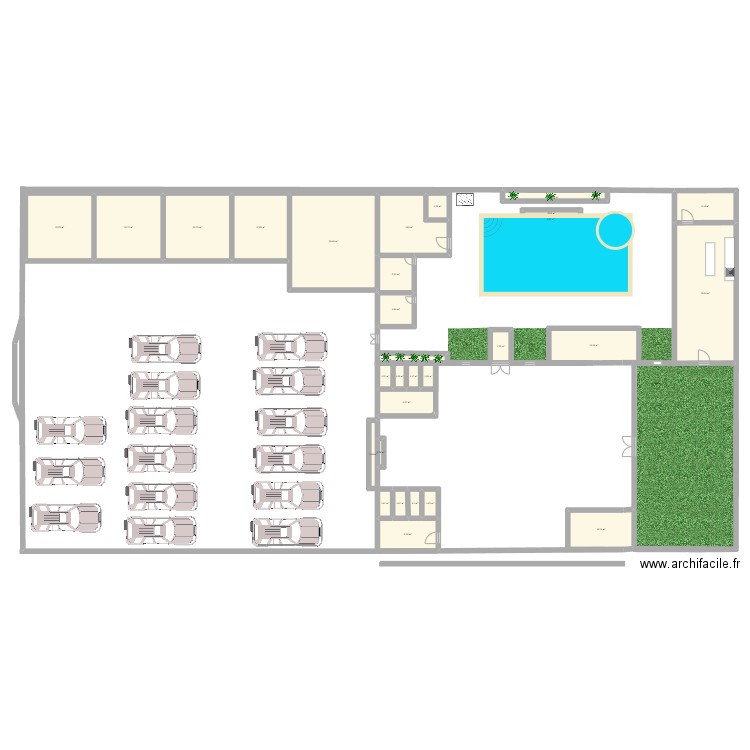 quinta. Plan de 30 pièces et 254 m2