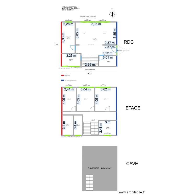 HAMADOUCHE FADILA. Plan de 12 pièces et 184 m2