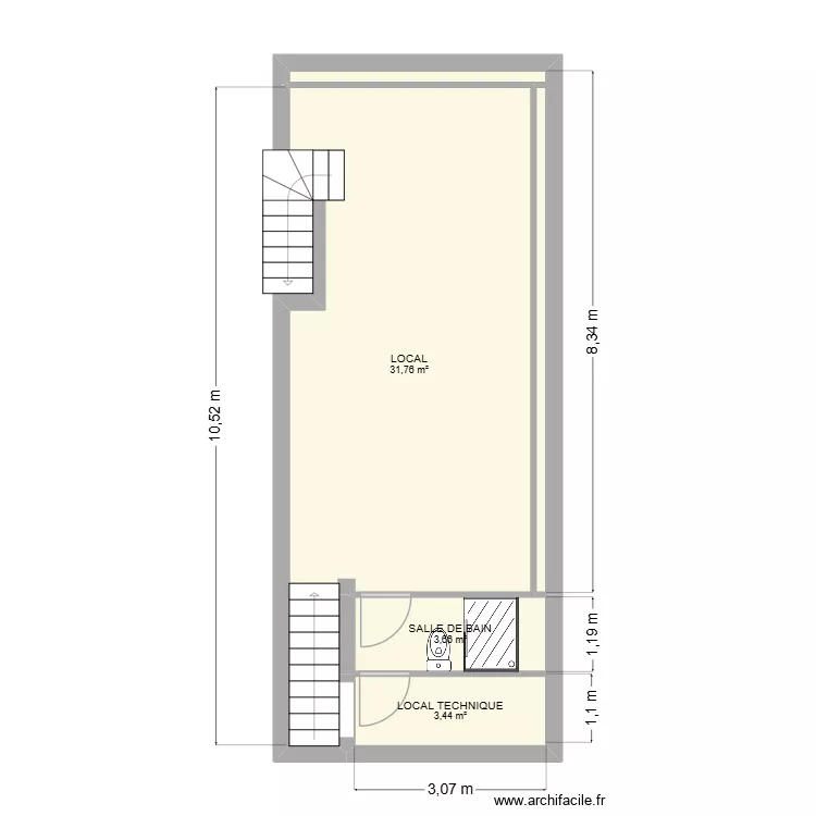 ILAN. Plan de 5  et 41 m²