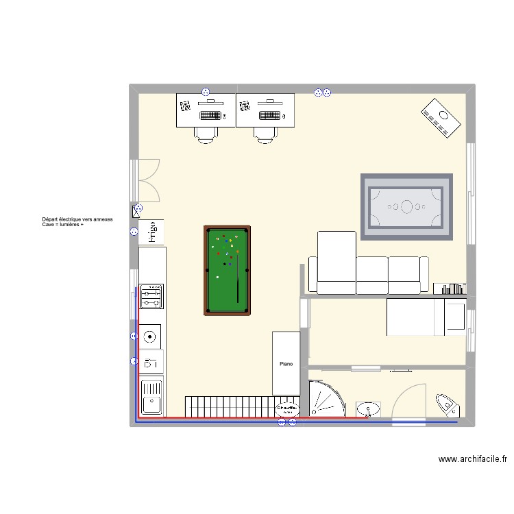 Petite maison. Plan de 3 pièces et 58 m2
