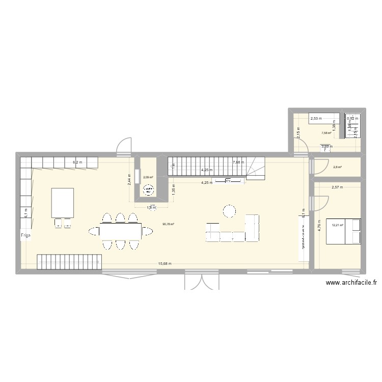 Plan bas 2. Plan de 5 pièces et 115 m2