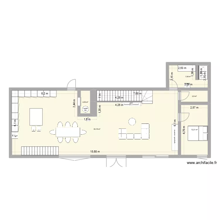 Plan bas 2. Plan de 5 pièces et 115 m²