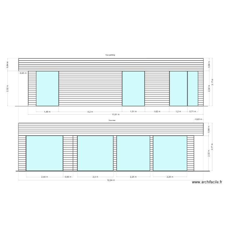 Chalet agrandissement (façades). Plan de 0 pièce et 0 m2