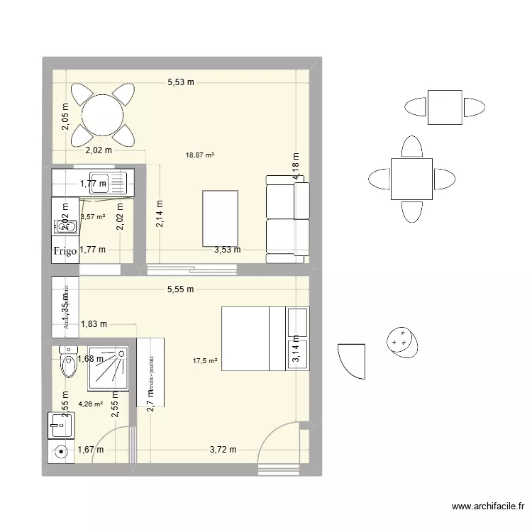T1 montebello plan 3. Plan de 4 et 44 m² T1 montebello plan 3. Plan de 4 et 44 m²