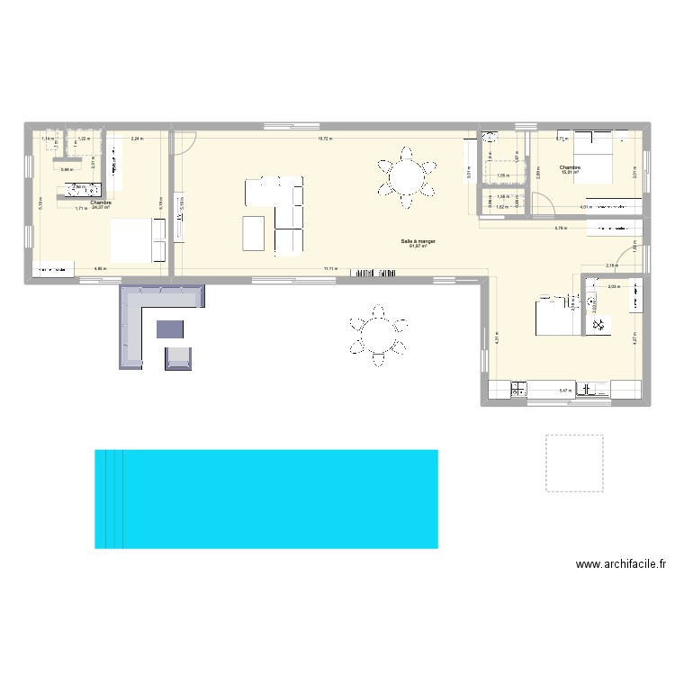 isadou 2. Plan de 3 pièces et 131 m2