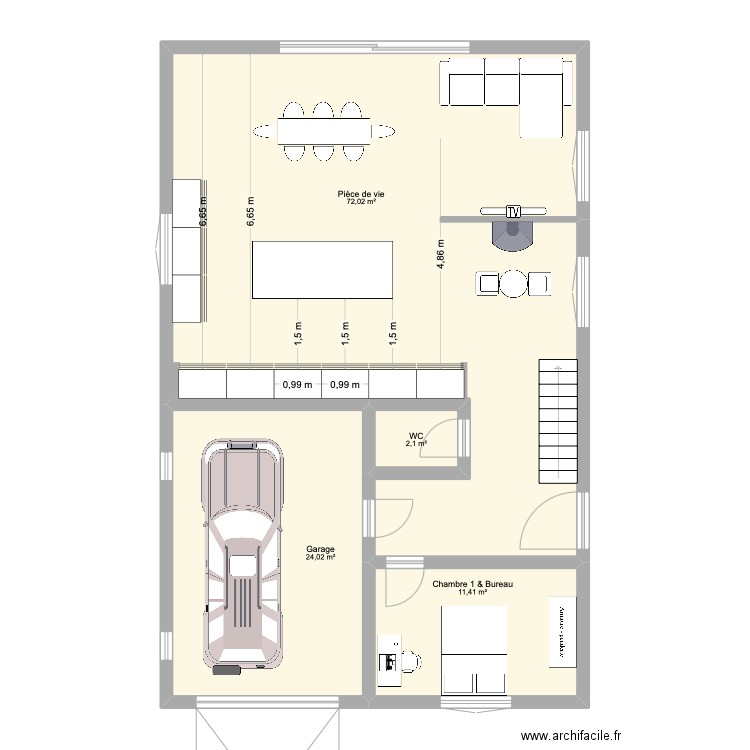 Projet Maison. Plan de 4 pièces et 110 m2