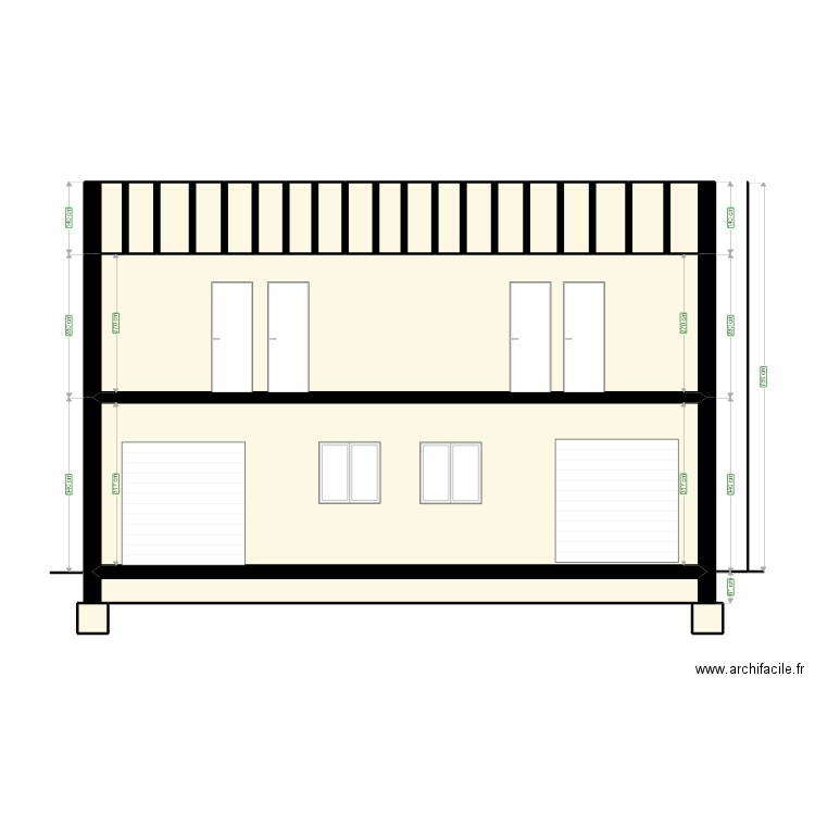 vue de coupe A. Plan de 24 pièces et 88 m2