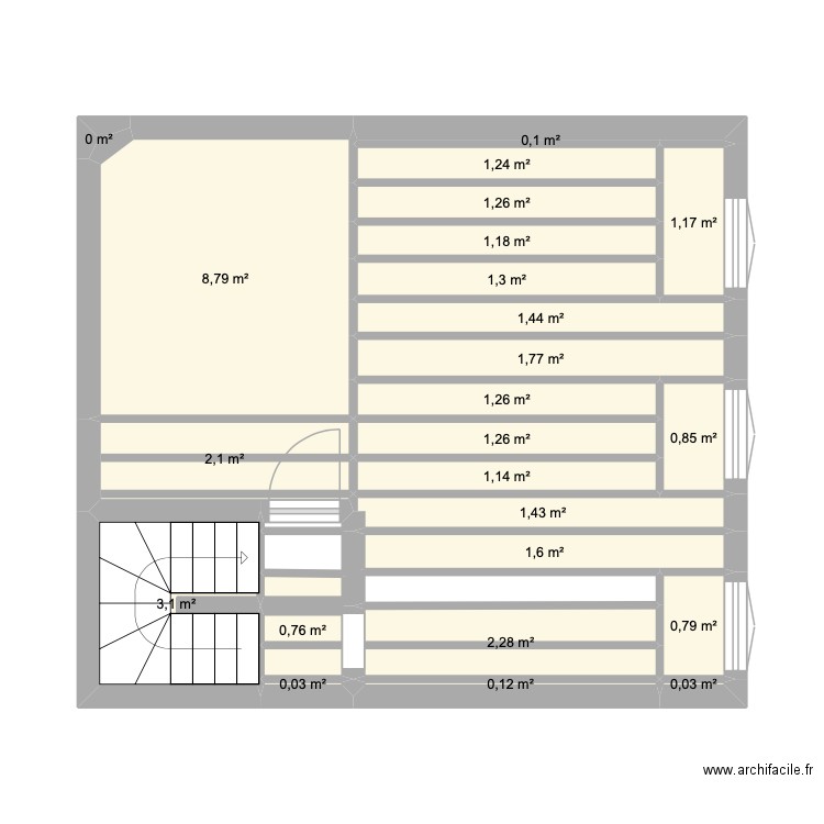 Felix plancher. Plan de 24 pièces et 35 m2