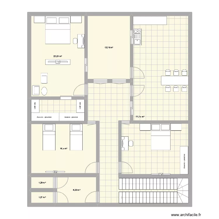 KARIM. Plan de 7  et 138 m²