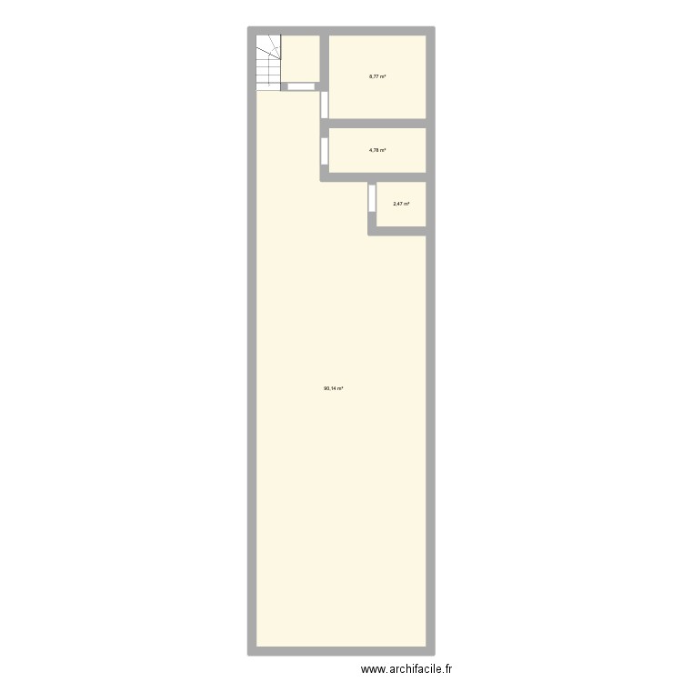 Pilate-salle. Plan de 4 pièces et 106 m2