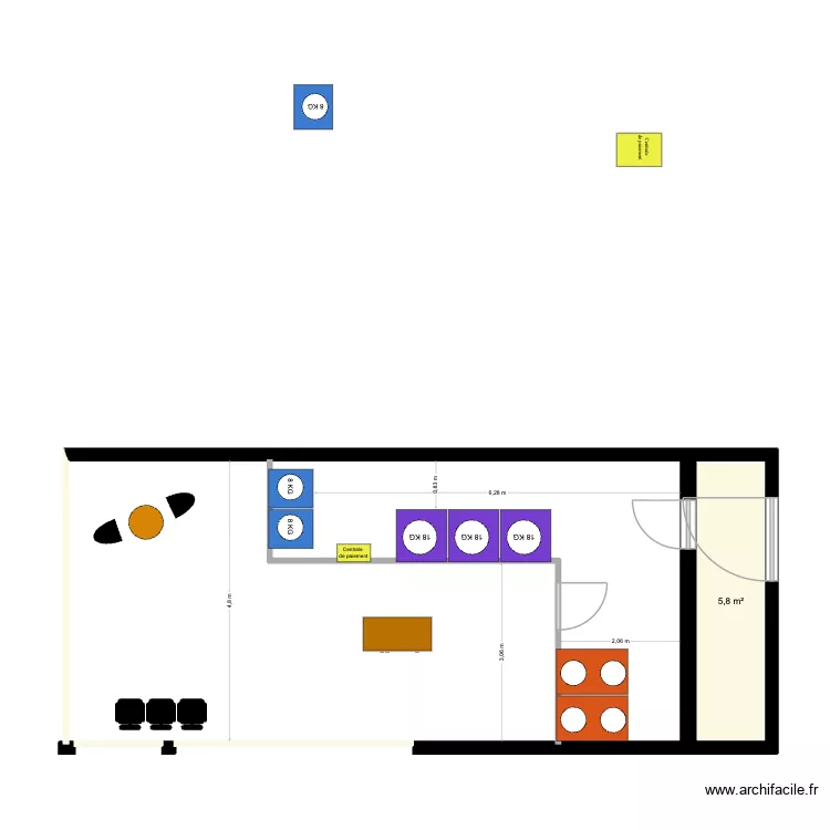Laverie Dax Carrefour. Plan de 1  et 6 m²