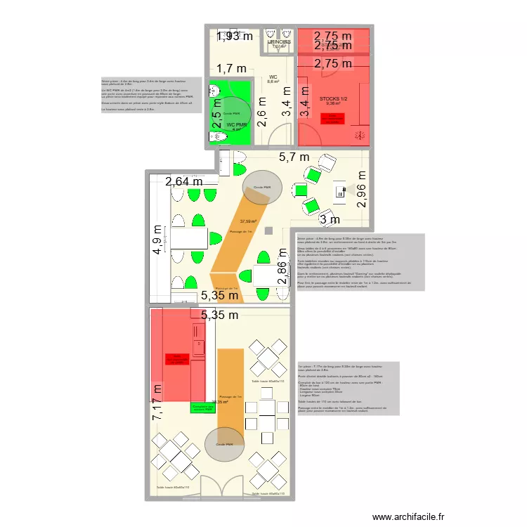 IUT - bar v4 - plan cot&eacute;. Plan de 7  et 102 m²