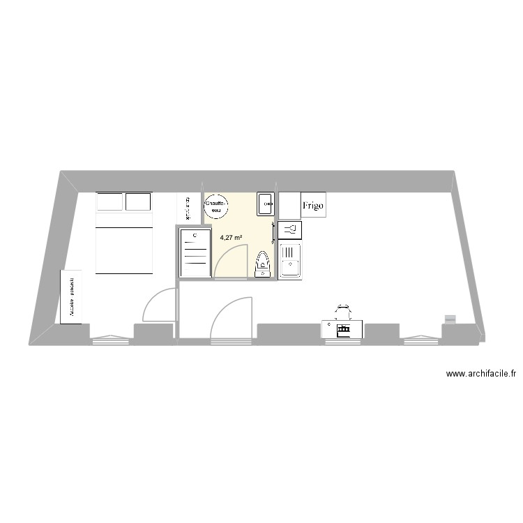 RDC COUR VILLABE 2e option`. Plan de 1 pièce et 4 m2
