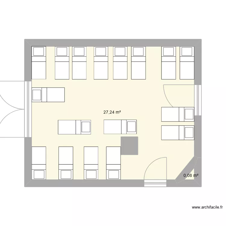 Dortoir Grands 2026. Plan de 2  et 27 m²