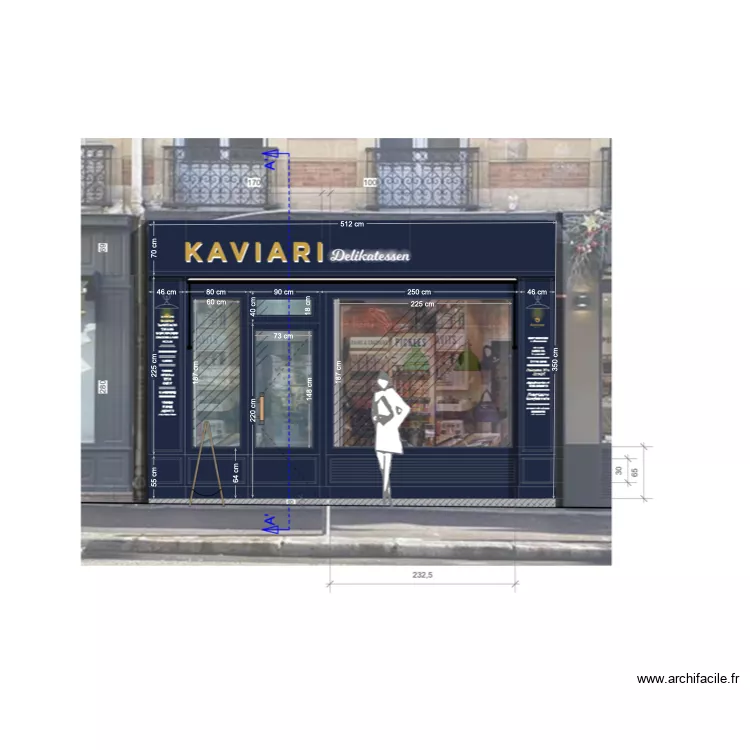 KAVIARI Pompe fa&ccedil;ade. Plan de 