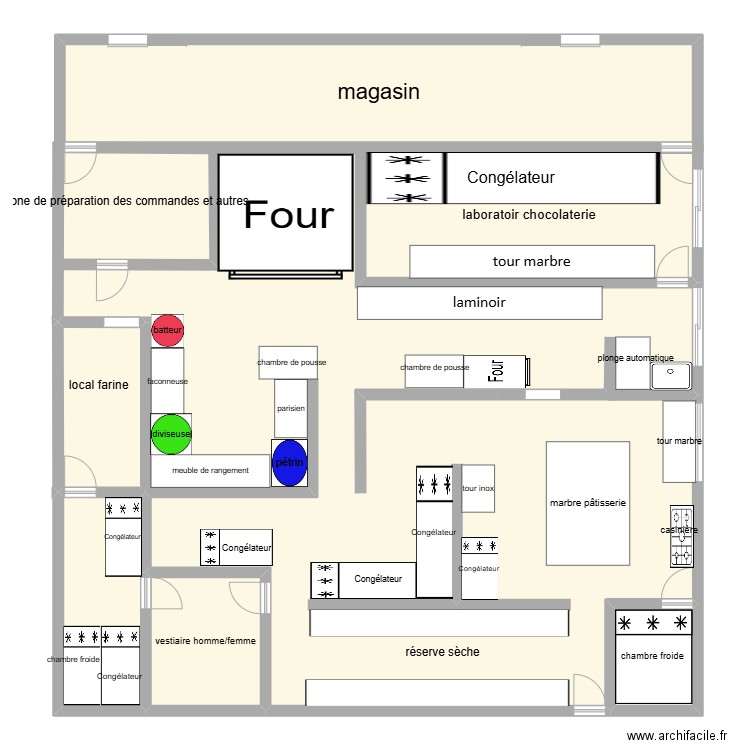 Laboratoire. Plan de 6 pièces et 252 m2