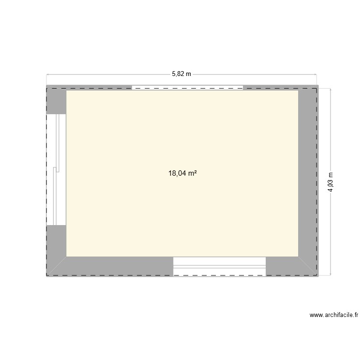 gallois. Plan de 1 pièce et 18 m2