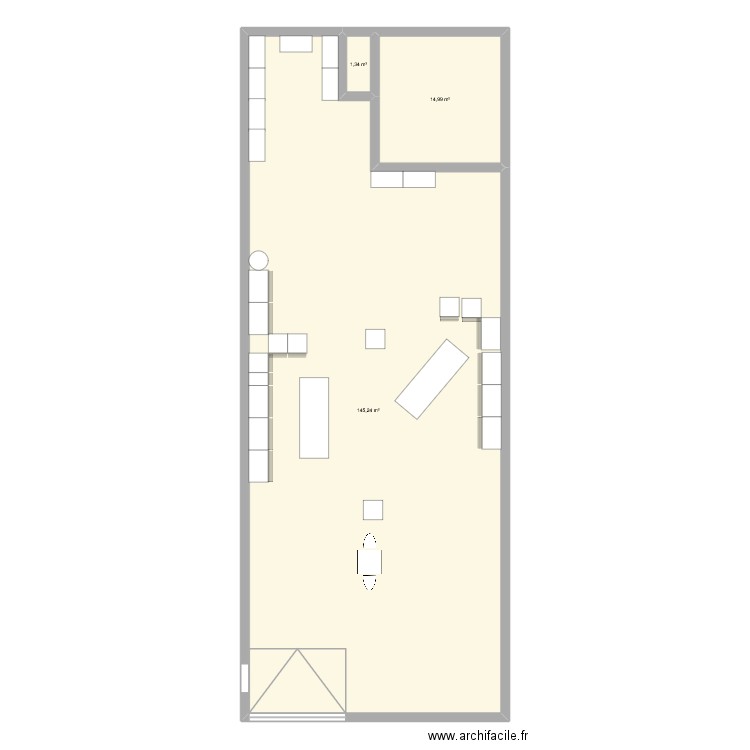 Plan atelier. Plan de 3 pièces et 162 m2