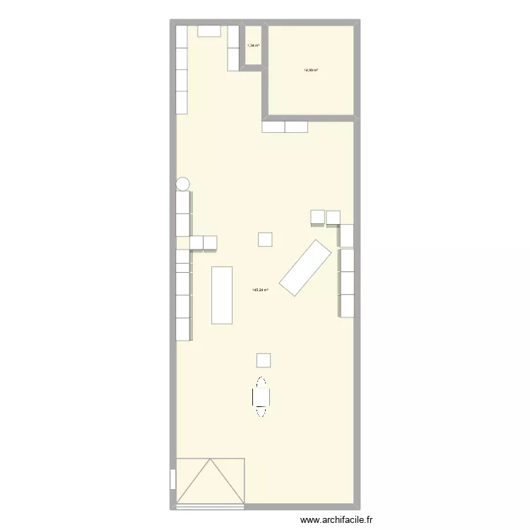 Plan atelier. Plan de 3  et 162 m²