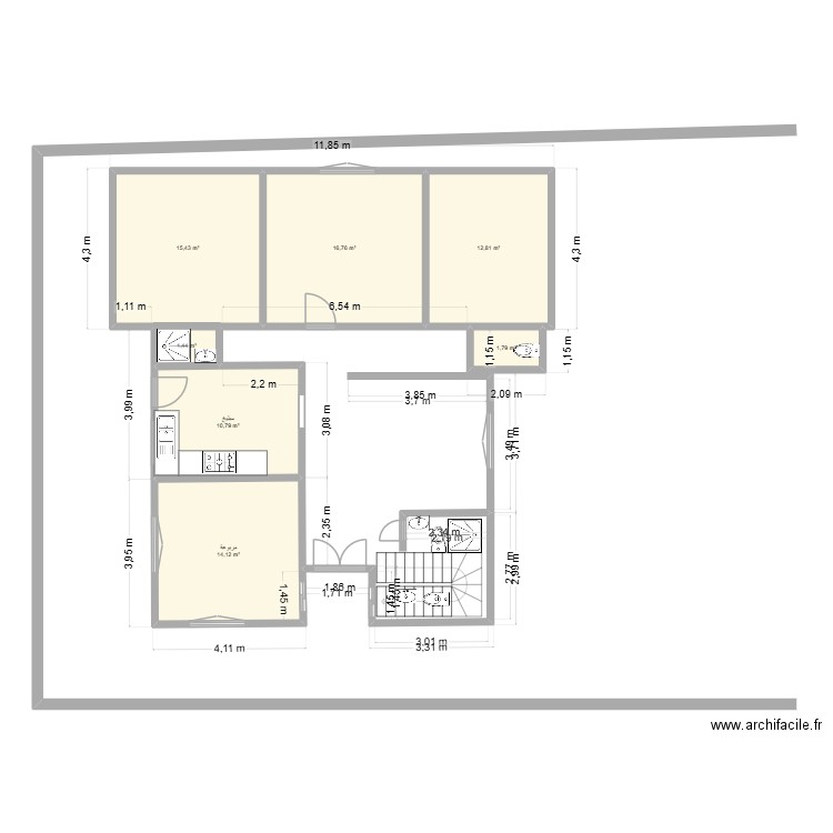 House 2. Plan de 7 pièces et 73 m2