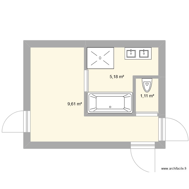 drapri. Plan de 3 pièces et 16 m2