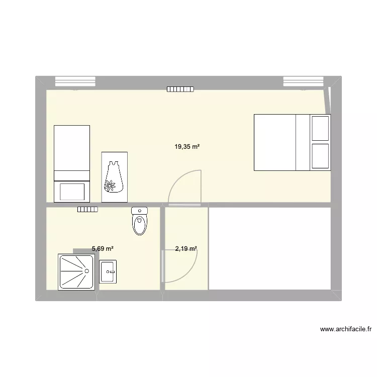 GIT ETAGE. Plan de 3  et 27 m²