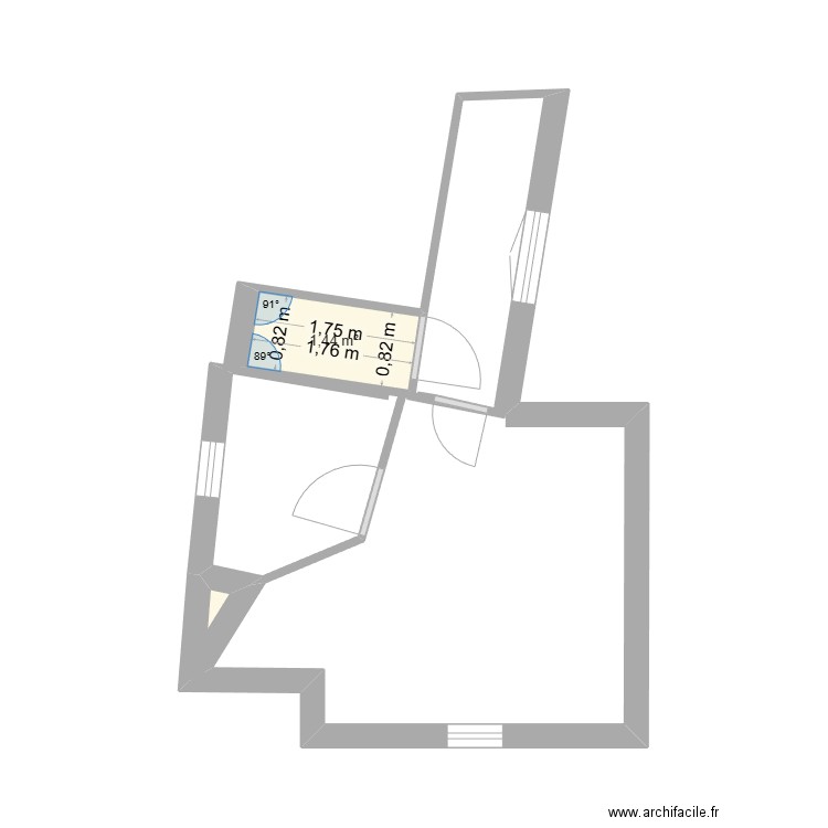 Chambre 140_8_21_21b. Plan de 2 pièces et 1 m2