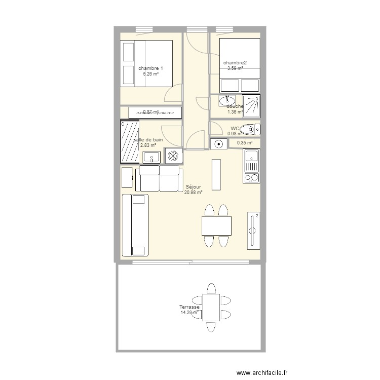 cap esterel 3308 2024 meublé. Plan de 9 pièces et 51 m2