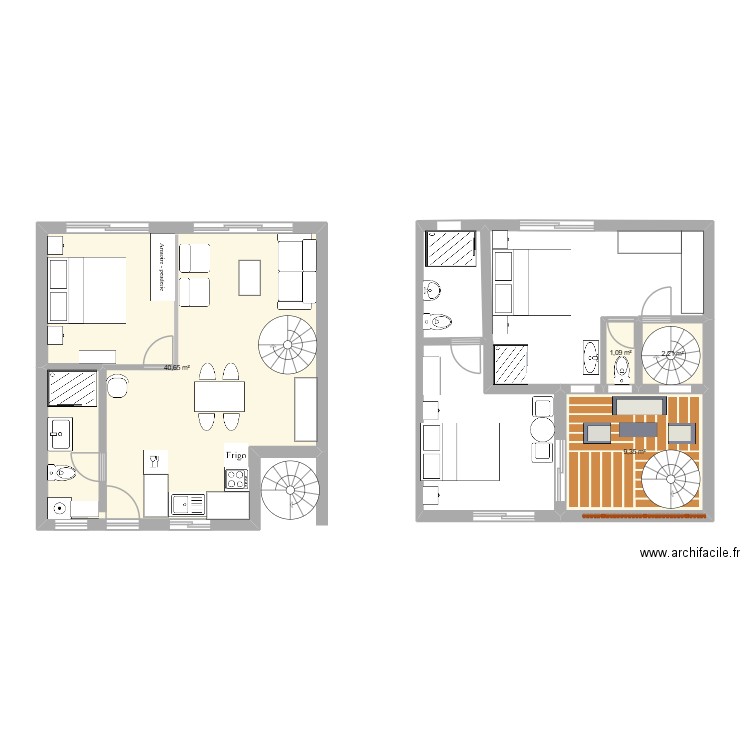 neuf 4.1 chambre en bas. Plan de 4 pièces et 53 m2