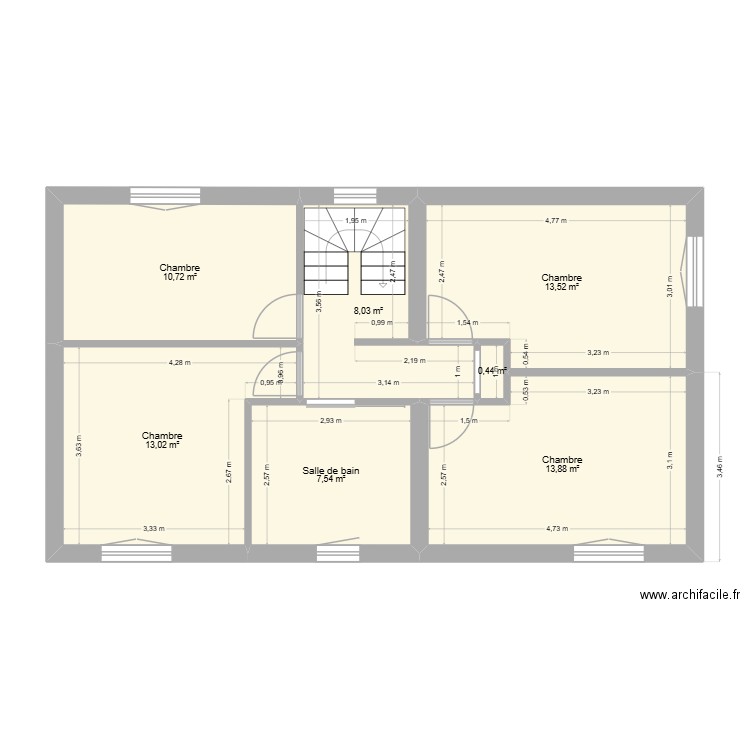 Pont Saint Vincent 1er étage. Plan de 7 pièces et 67 m2