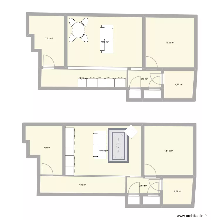 lisa actuel. Plan de 12  et 108 m²