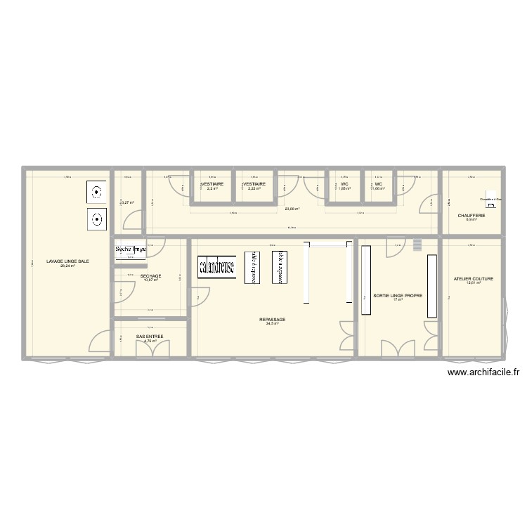 BLanchisserie projet travaux. Plan de 0 pièce et 0 m2