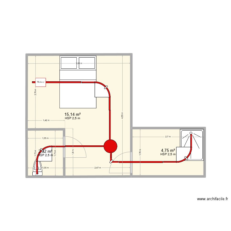 RAZAFIMANANTSOA 33. Plan de 3 pièces et 22 m2