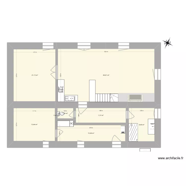 Plan Etage Bas. Plan de 8  et 114 m²