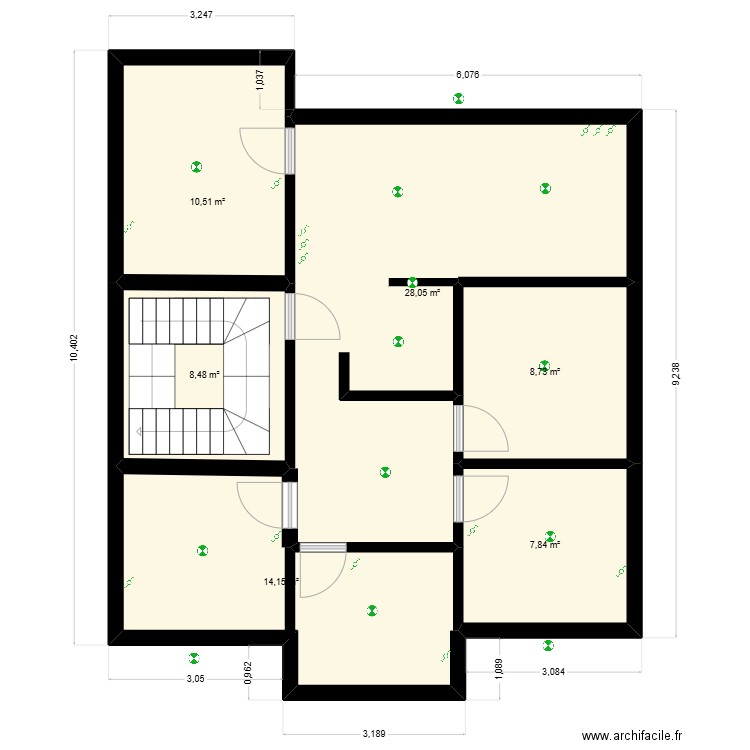 appartement 3 étage. Plan de 6 pièces et 78 m2