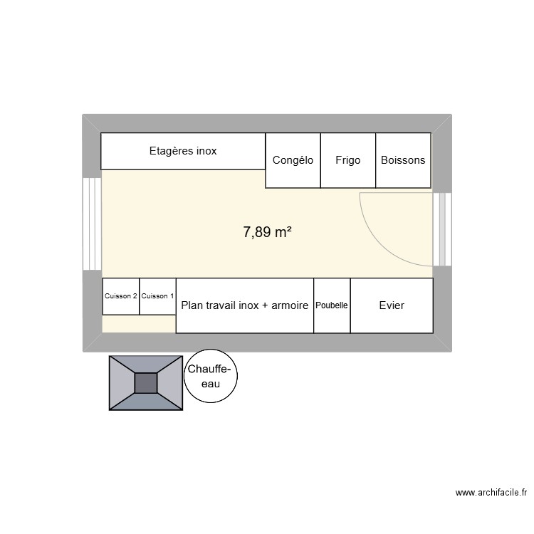 Bolo. Plan de 1 pièce et 8 m2