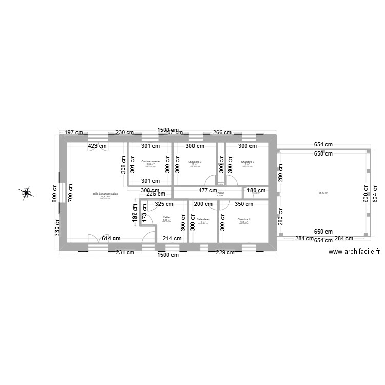 palan avec garage. Plan de 11 pièces et 134 m2
