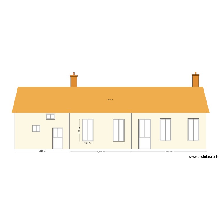 Facade. Plan de 0 pièce et 0 m2