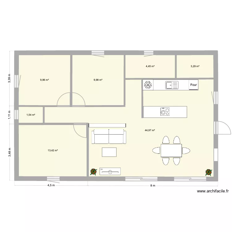 plan test. Plan de 7  et 88 m²
